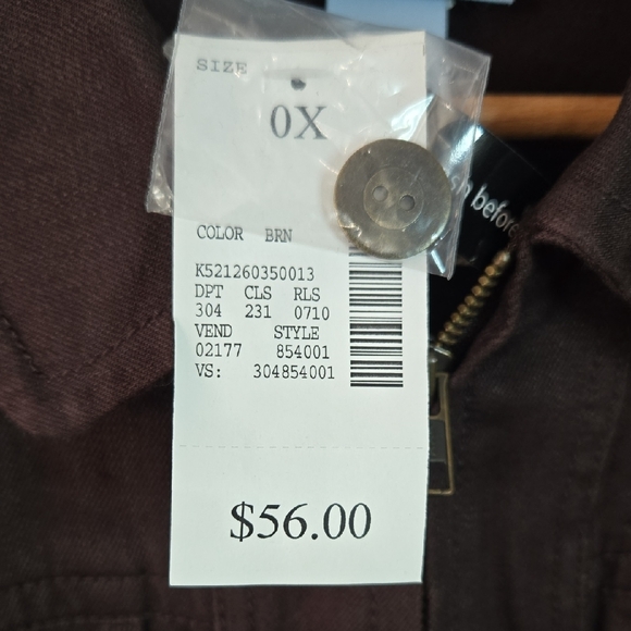 Liz&Me Women's Plus16 Dark Brown Denim Utility Zipper Barn Style Pocket Jacket - Picture 8 of 16